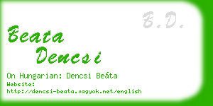 beata dencsi business card