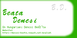 beata dencsi business card